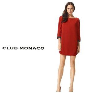 CLUB MONACO 100% Silk Genuine Leather Tunic Dress